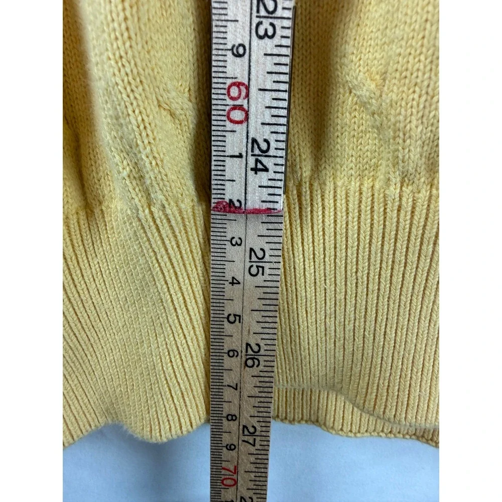 Tommy Hilfiger Golf Mens Yellow Cable Knit V-Neck Cotton Sweater Vest Size M PGA